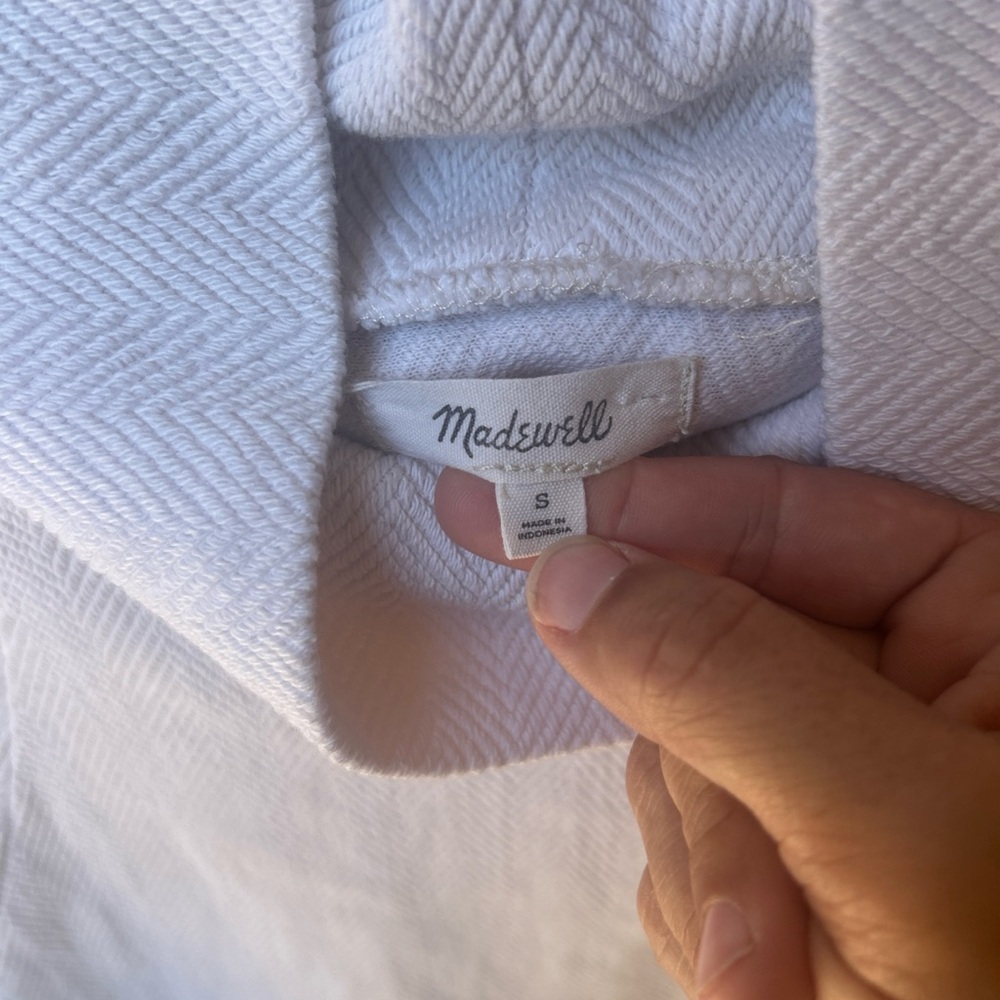 Madewell Brushed Herringbone Jacquard Turtleneck Top Lightrouse Ivory Small - Picture 3 of 6